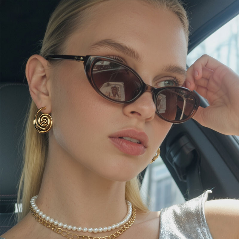 Small Frame Oval Sunglasses for Women Elegant European American Style Men's Fashionable Sunglasses Sun Protection Retro Cross Border Sunglasses