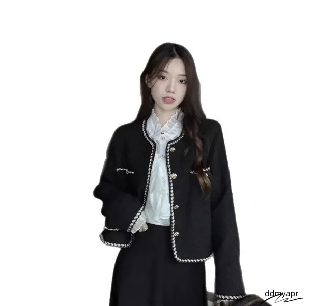 Elegant ddmyApr Tweed Cropped Jacket - Women's Vintage Quilted Coat For Commute & Winter Outwear