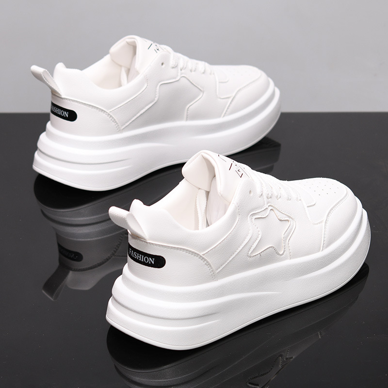 Designer shoes Autumn new leather thick soled casual shoes, height increasing and breathable sports board shoes for women and men size 35-44