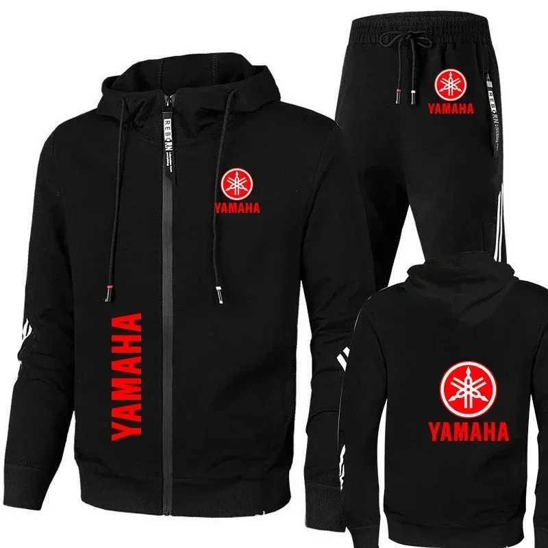Yamaha Mens Motorcycle Racing Tracksuit Sportswear Suit with Print Zip Sweatshirt And Pant Bike Jacket for Men W251018
