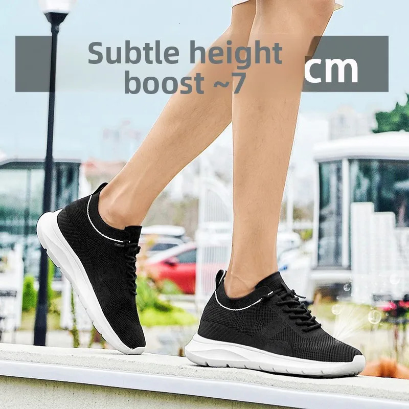 Summer Heightening Shoes Mesh Breathable Elevator Shoes for Men Height Increase Insole 57CM Lift Men Sneakers Sport Shoes 251013