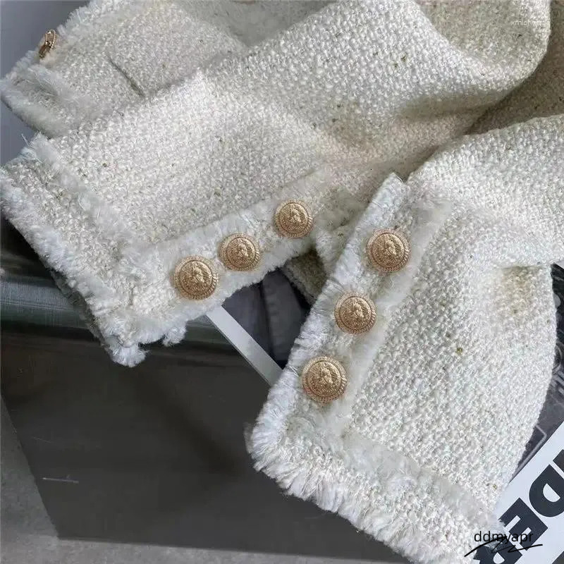 Ladies Jacket: Elegant Women's ddmyApr Short Tweed Coat - French Style, Casual Outerwear, High-Quality Fabric For Daily Use