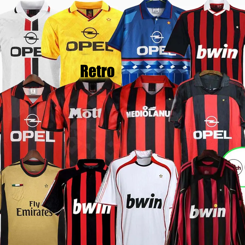 retro ac milanjersey 1988 soccer shirts MALDINI NESTA SHEVCHENKO KAKA RONALDINHO PIRLO IBRAHIMOVIC WEAH 2002 03 04 05 06 07 09 10 retrio Football Home Mens Kit uniform