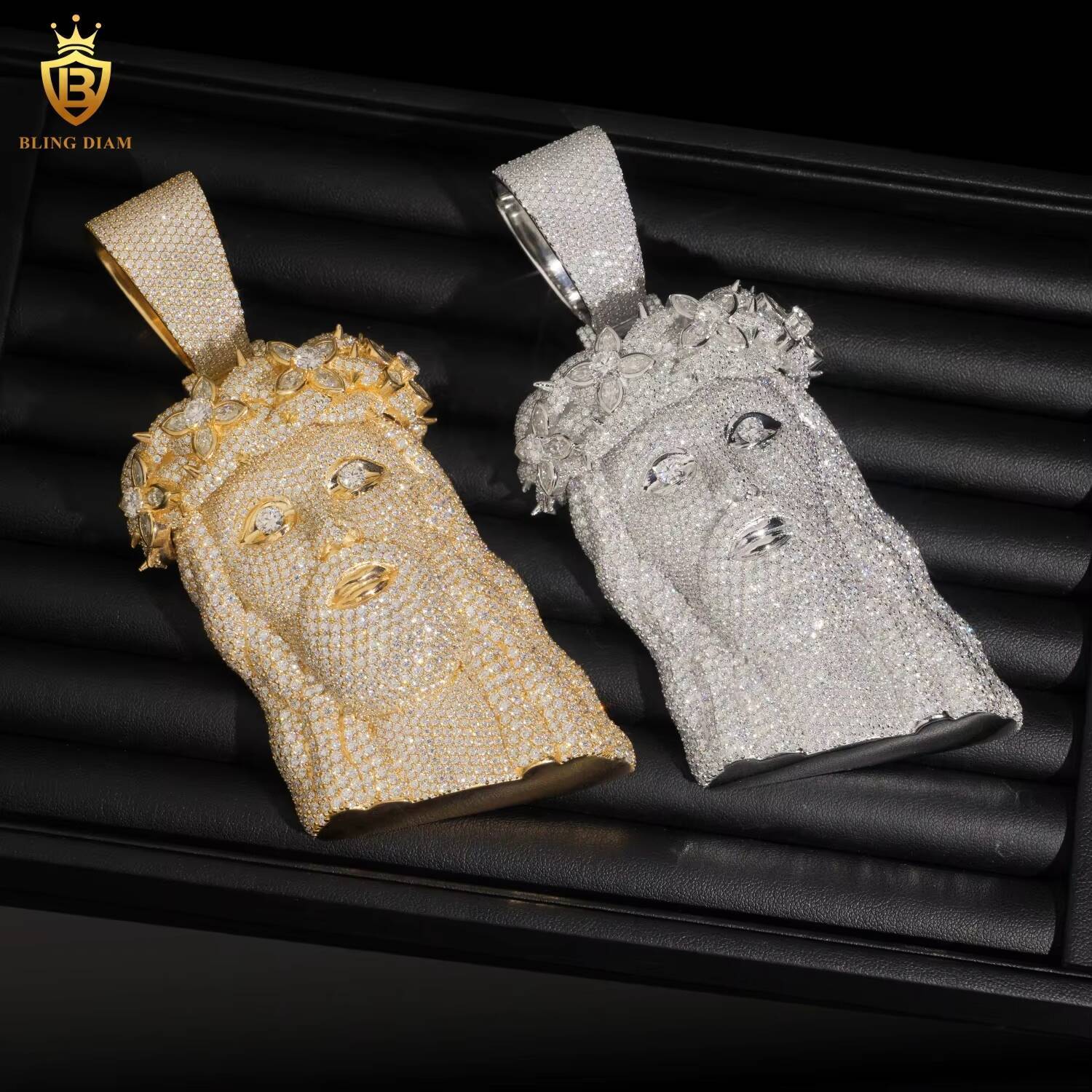 Sterling Silver 925 Moissanite Iced Out VVS Moissanite Diamond Hip Hop Fashion Luxury Jesus Head Pendant