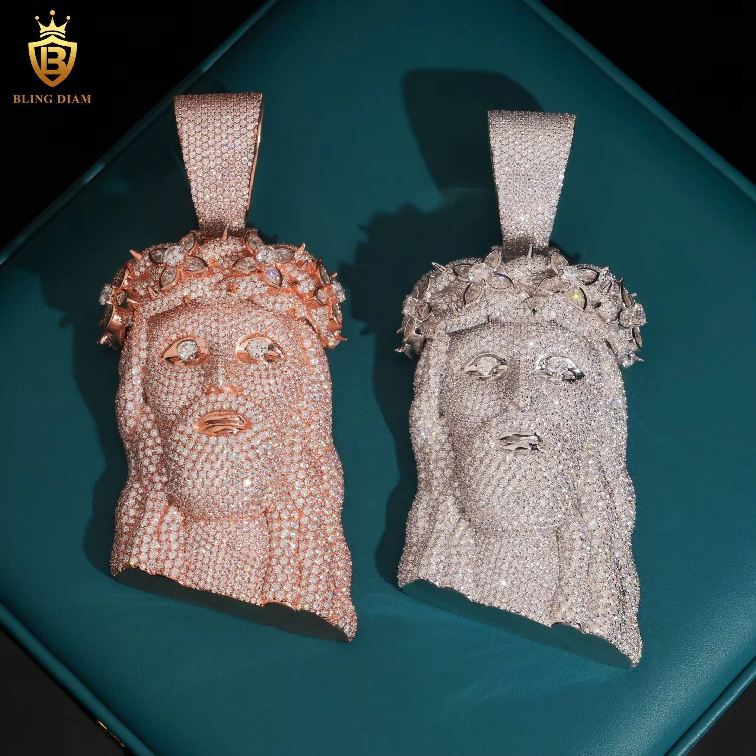 Sterling Silver 925 Moissanite Iced Out VVS Moissanite Diamond Hip Hop Fashion Luxury Jesus Head Pendant