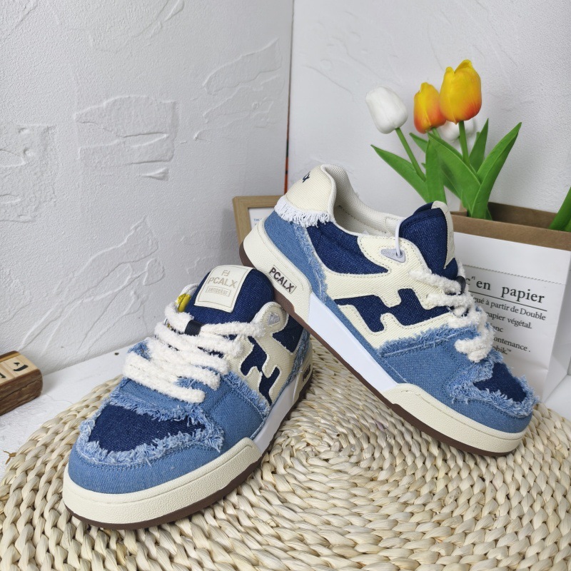 Designer shoes 2025 new leather color blocked casual board shoes for couples fashionable and versatile sports shoes size 36-44