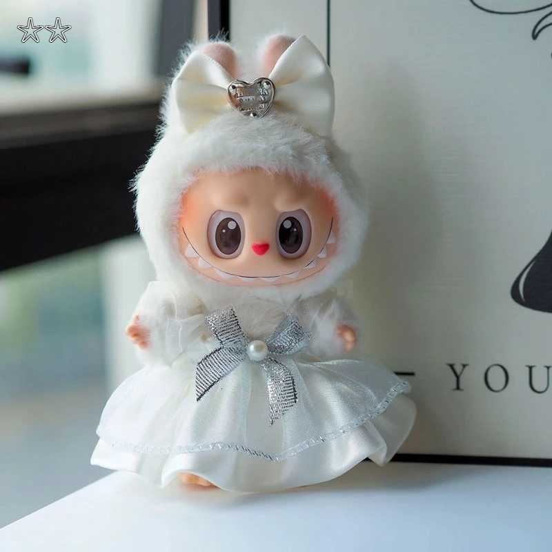 1715cm Suitable for labubu cloth first second generation black chiffon dresses Dolls Clothes cute wing Dolls Accessories giftsT251018