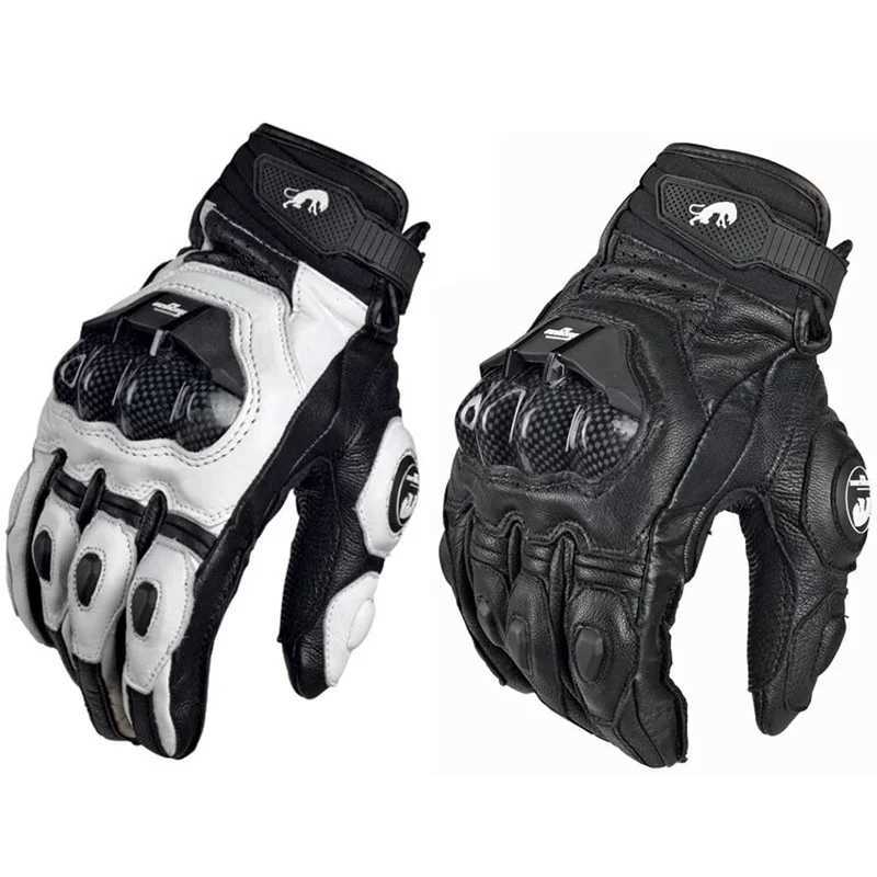 Driving Black White Motorcycle Gloves Genuine Leather Racing Glove Motorbike Sheepskin Cowhide Racing Goat Knight Touch Screen Z251018
