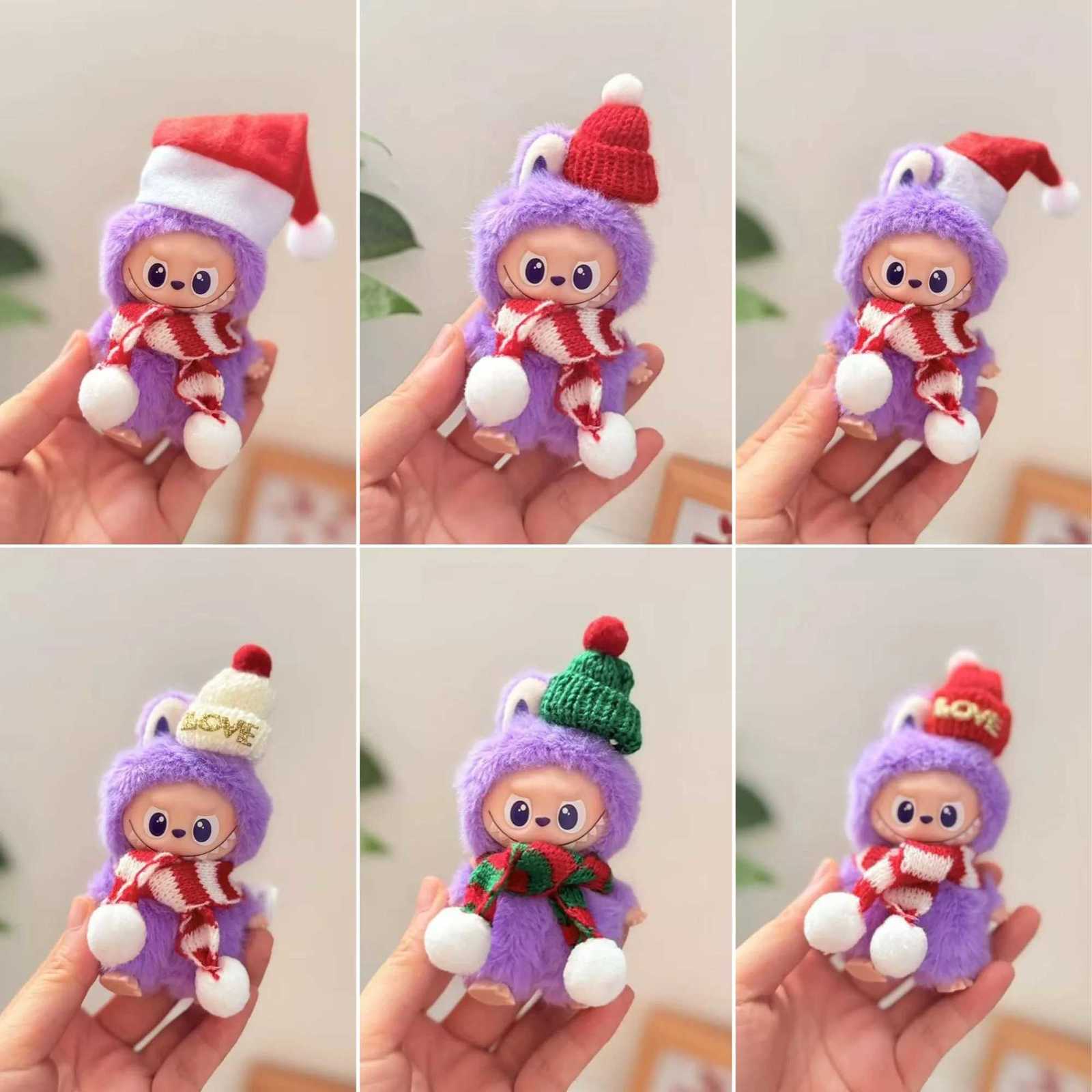 10cm Mini Labubu 40 Doll Clothes 4thGen Labubu White Red LOVE Hat Pompom Scarf Winter Christmas Sets for Mini LabubuT251018