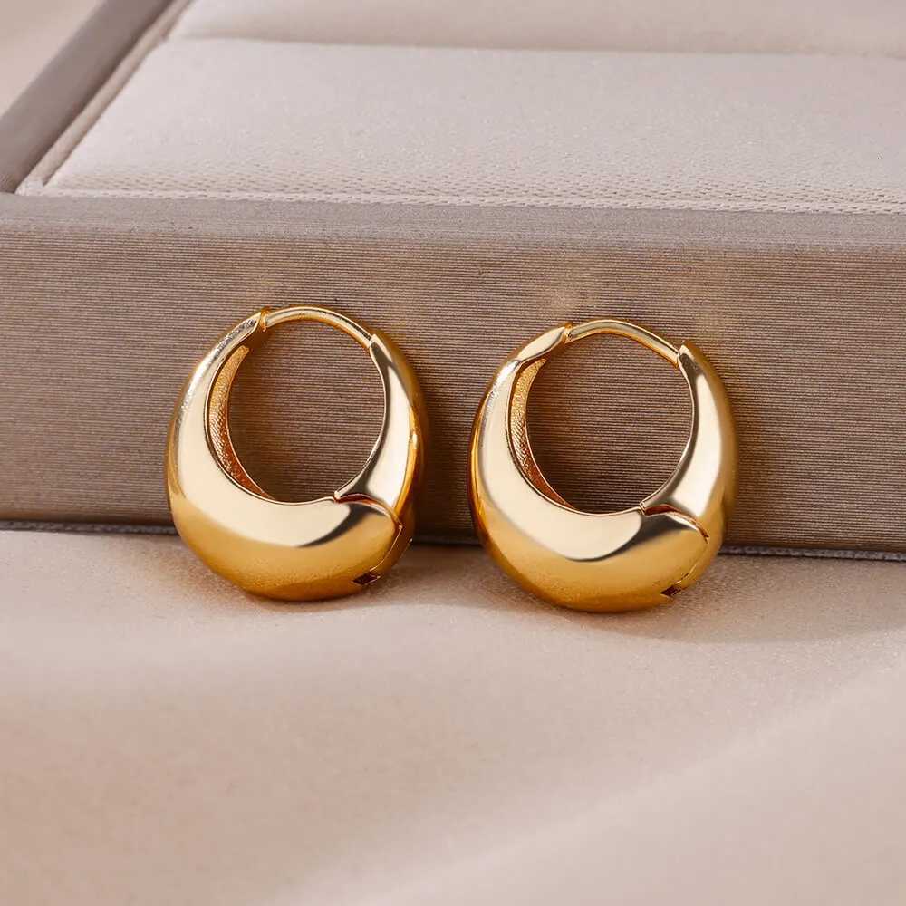 Gold Color Earrings for Women Oval Circle Stainless Steel Earrings 2024 Trend Piercing Ear Jewelry Freeshipping Items aretes Y251018