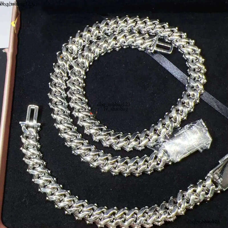 designer moissanite ice out dia 14mm wide GRA gold sterg sier cuban k chain for men fashion necklace with box