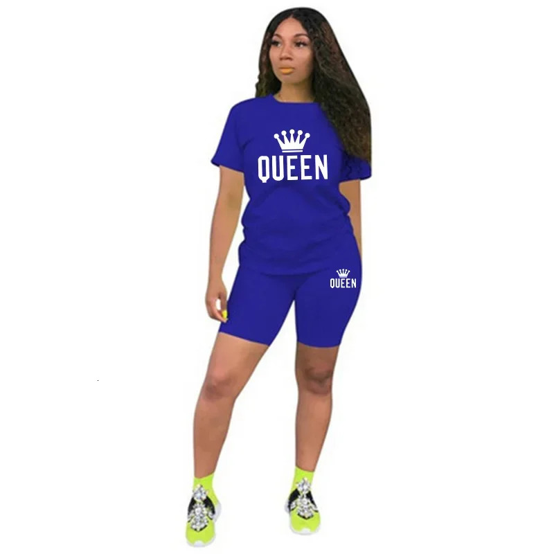 Summer Womens Tracksuit Queen Printing TShirtShorts 2 Piece Sets Fashion Casual Sportswear Clothing Jogging Short Suit 251018