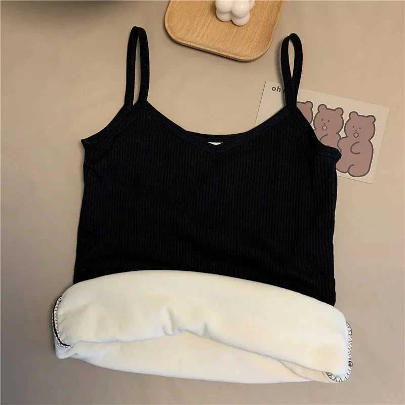 Tshirt Sleeveless Tops Women Winter Warm Underwear Solid Color Thermal Casual Nightwear Sexy Elasticity Female Thin Velvet T251018