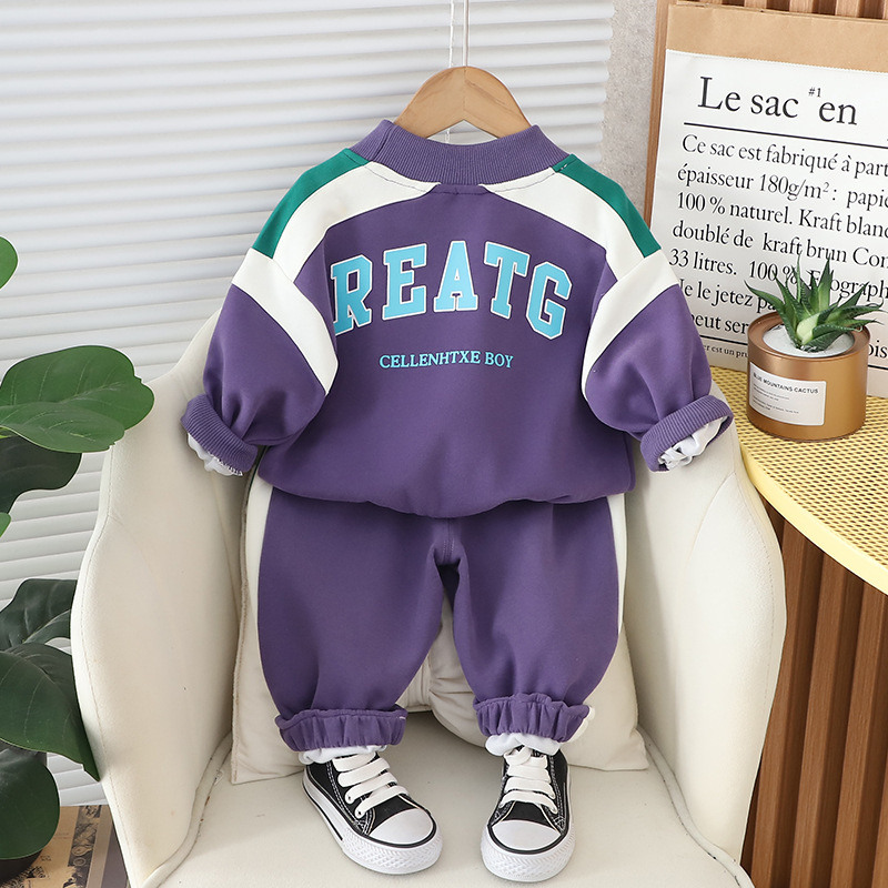 Baby Spring Set Letter Contrast Hoodie Fashionable Children's Clothing Spring and Autumn Children's Clothing 2025 New Style for Boys