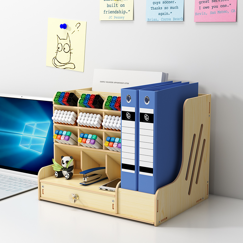 Stackable Multi-Level Desk Organization System with Drawers for Office & Study Space