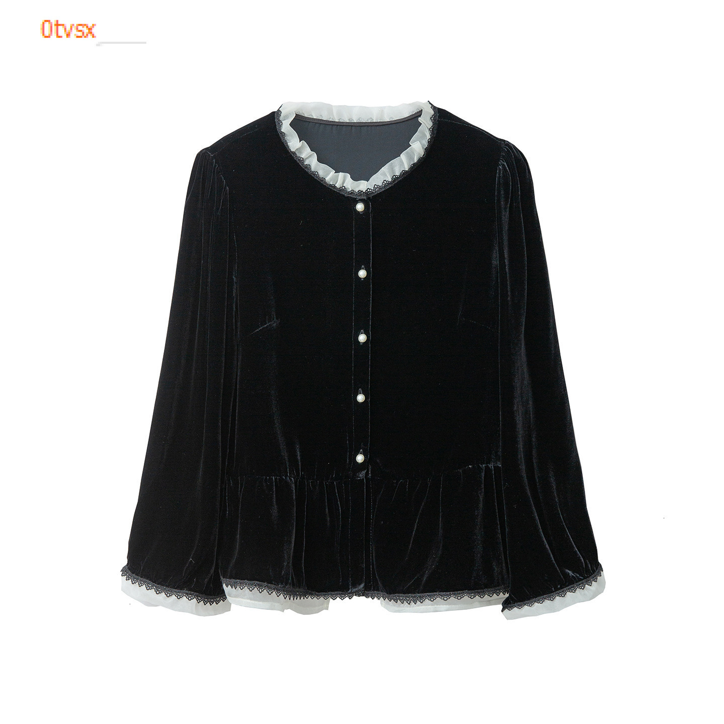 2025 Autumn/Winter design New Thick Velvet Open Collar Woolen Sweater Round Splicing Designer Transparent Hard Yarn Lace Long Sleeve Mulberry Silk Wom