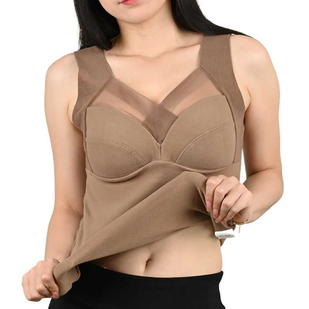 Woman Thermal Underwear Padded Vest Winter Velvet V Neck Lingerie Camisole Warm Tops Inner Wear Thermo Shirts Ladies Undershirt T251018