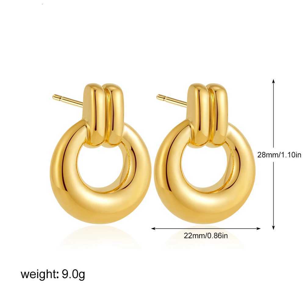 Vintage Waterproof Stainless Steel Chunky Round Earrings for Women Geometric Gold Plated Huggies Earring Statement Jewelry Gift Y251018