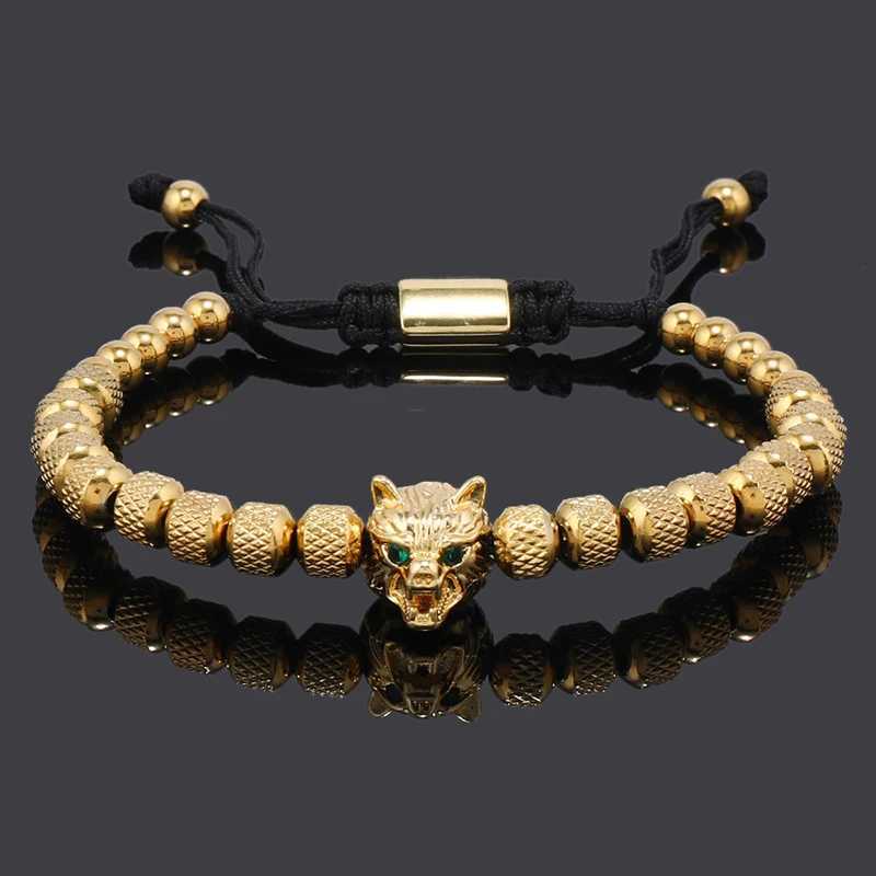 Luxury Stainless Steel Beads Wolf Charms Man Bracelets Woman Hand Jewelry Couple GiftL251018 H260129