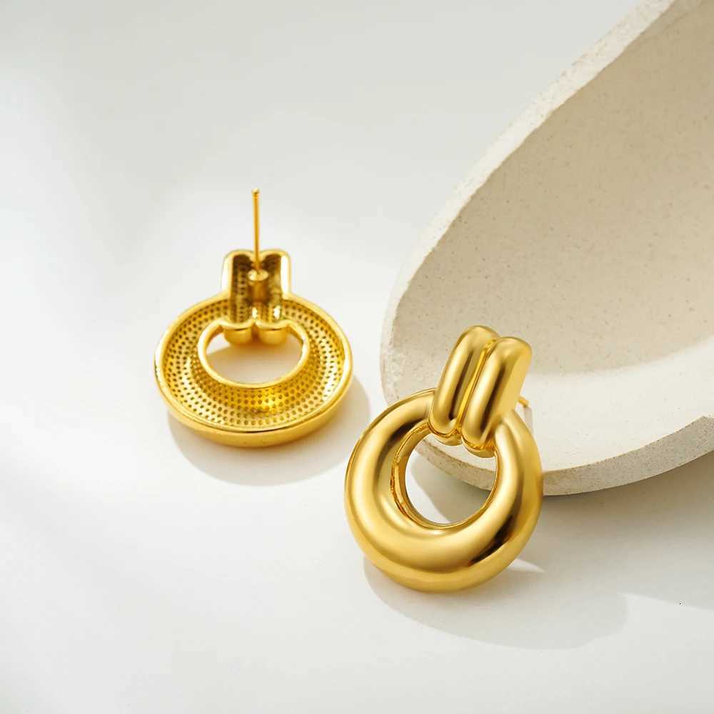 Vintage Waterproof Stainless Steel Chunky Round Earrings for Women Geometric Gold Plated Huggies Earring Statement Jewelry Gift Y251018