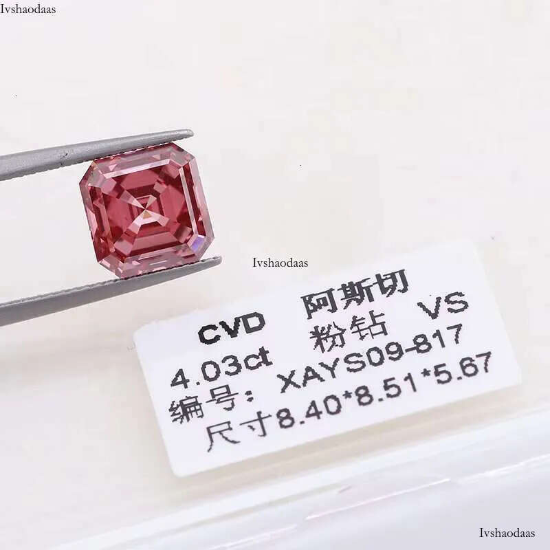 Asscher Cut 4.03carat Hpht Cvd Fancy Pink Lab Grown Loose Dias Synthetic Dia Factory Wholesale
