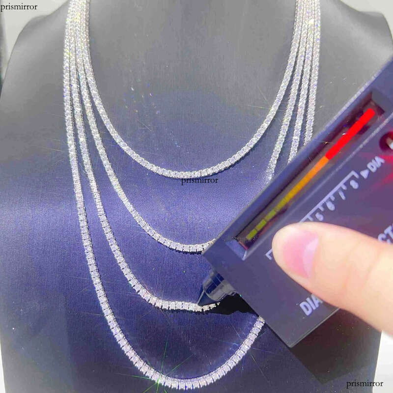 Pass Dia Tester Gra Certified Vvs Moissanite Necklace S Sterling Sier 2mm Tennis Chain
