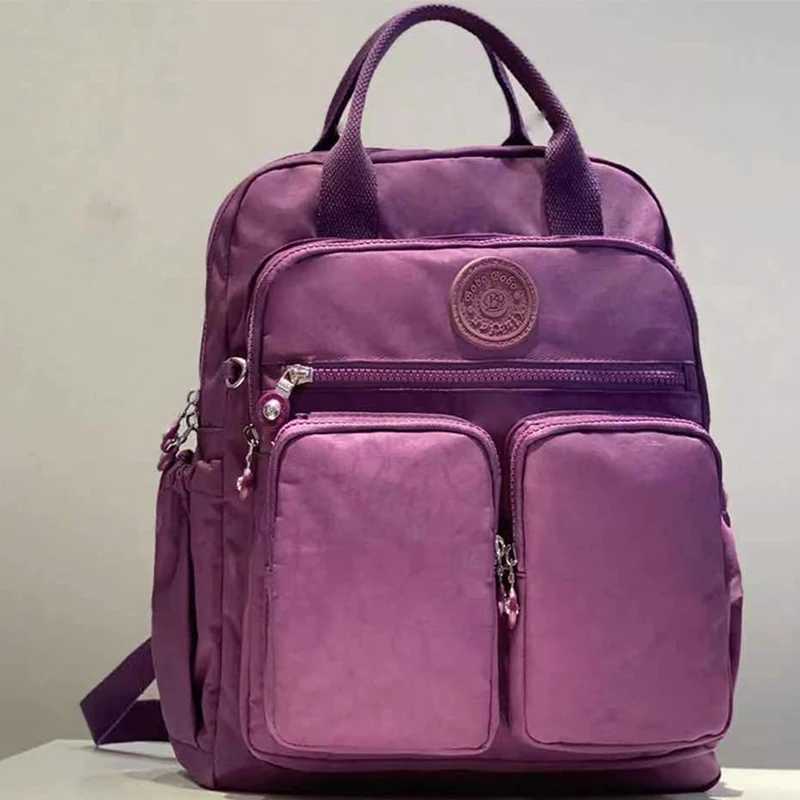 Fashion Woman Backpack Waterproof Nylon Soft Handle Solid Multipocket Travel Zipper Feminina School Bags Laptop Backpack H2510171