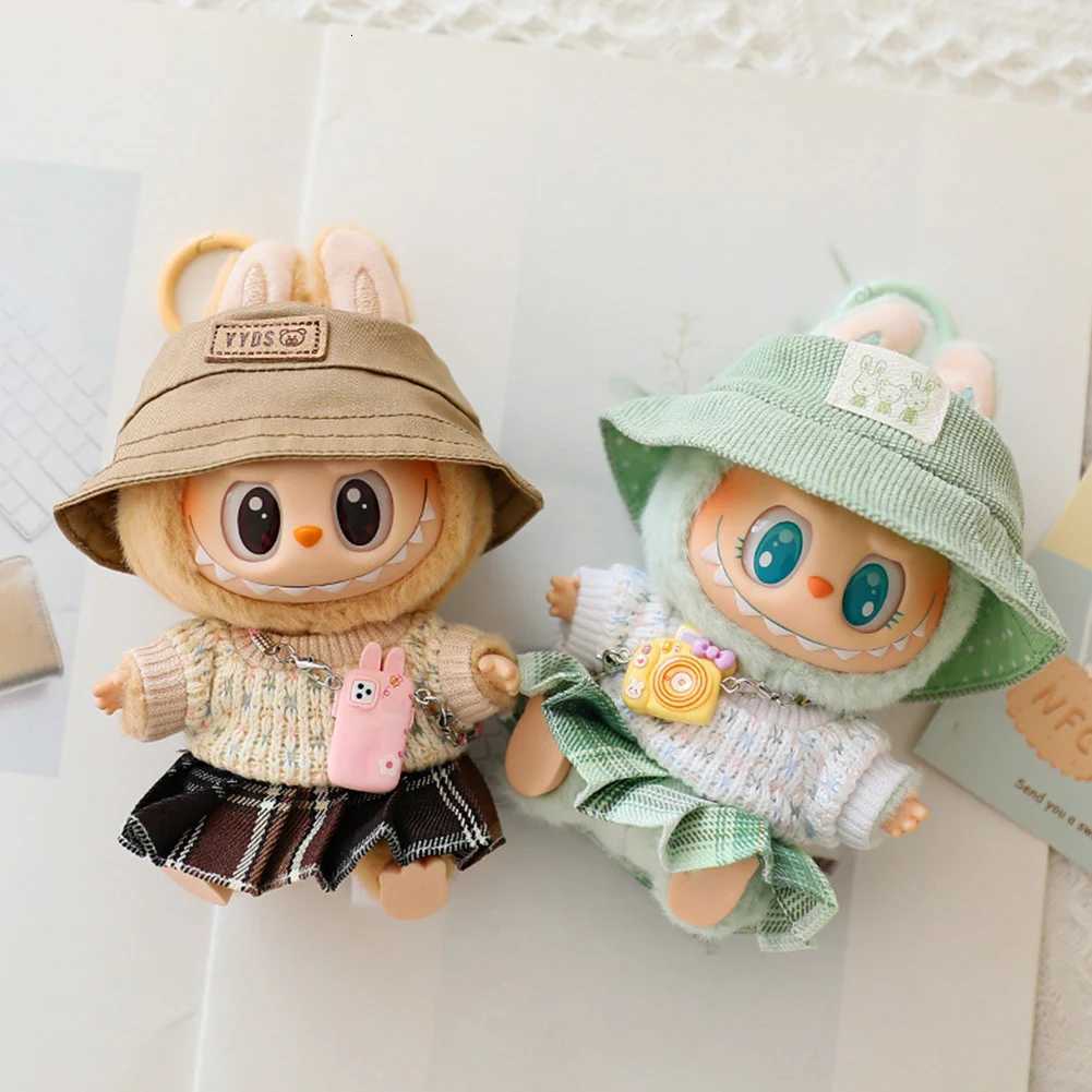 17cm Mini Plush DollS Clothes Outfit Accessories For Labubu v1v2 Doll Soft Knitted Sweater Suit Sitting Party Dress SetT251018