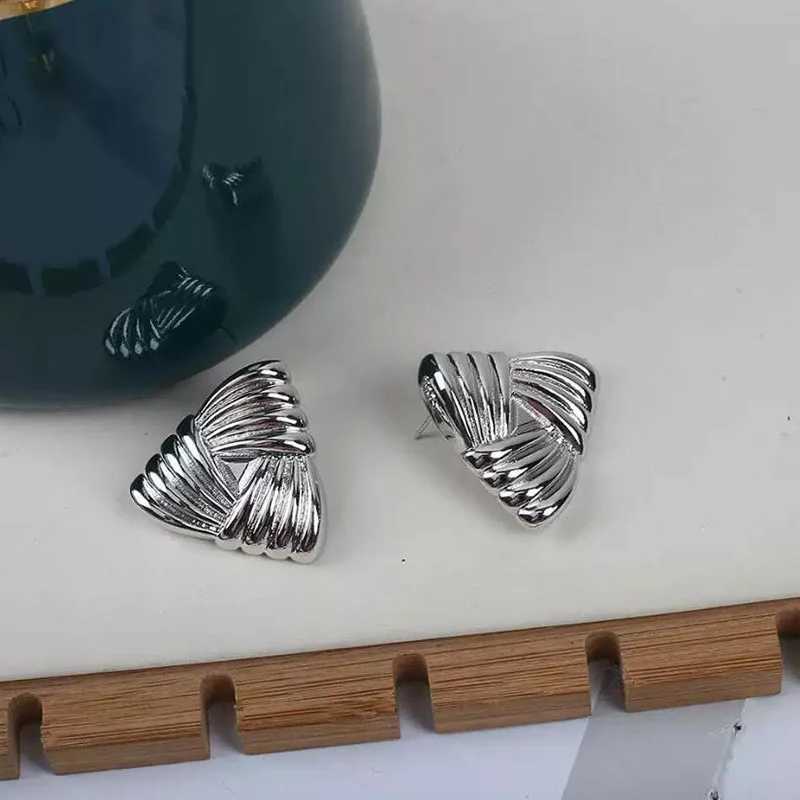 2024 Geometric Texture Triangle Metal Earrings Stainless Steel High Quality Waterproof Fashion Trendy Ladies Valentine Gift Y251018
