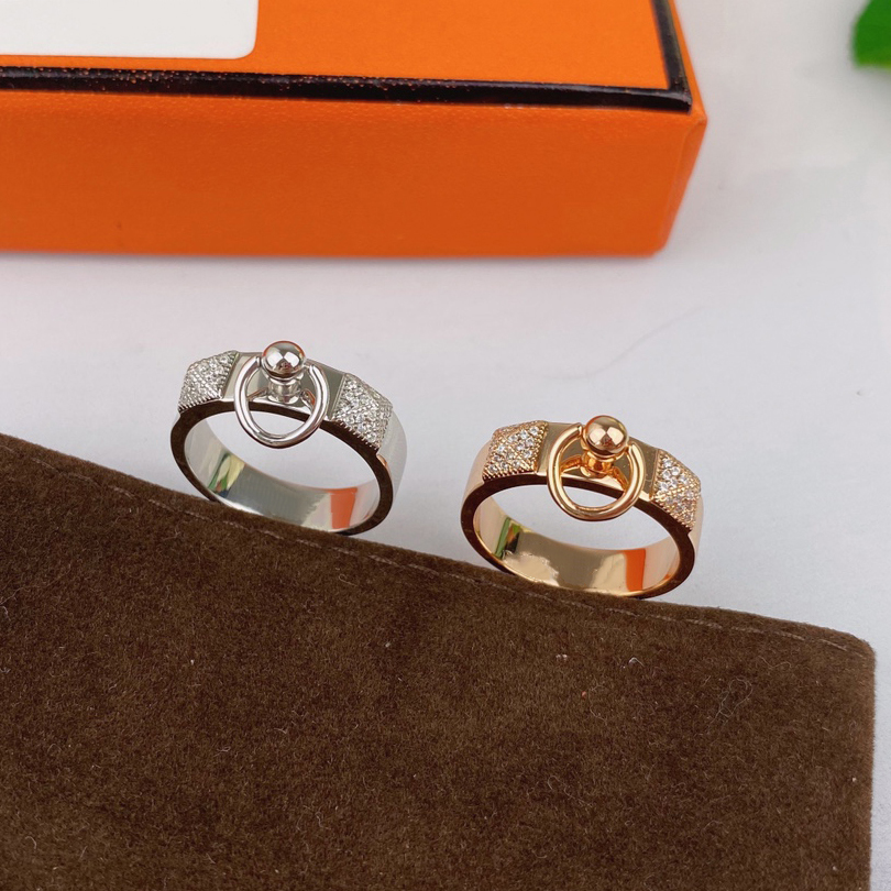 ADITA RING Inlaid leather Chaine d Ancre Enchainee ring for woman designer couple size 678 diamond luxury jewelry gift for girlfriend with box 018