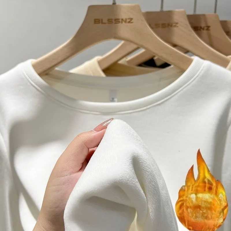 Winter Women Thermal Underwear Tops Round Neck Fleece Basic Pullover Autumn Slim Fit Thin Velvet Top Casual Thermal Shirt Women T251018
