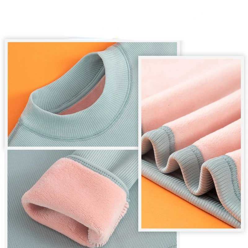 Thermal Underwear Women Plus Velvet Thick Autumn Winter High Elasticity Bottoming Shirt Long Sleeve Body Tights Fleece Blouse T251018