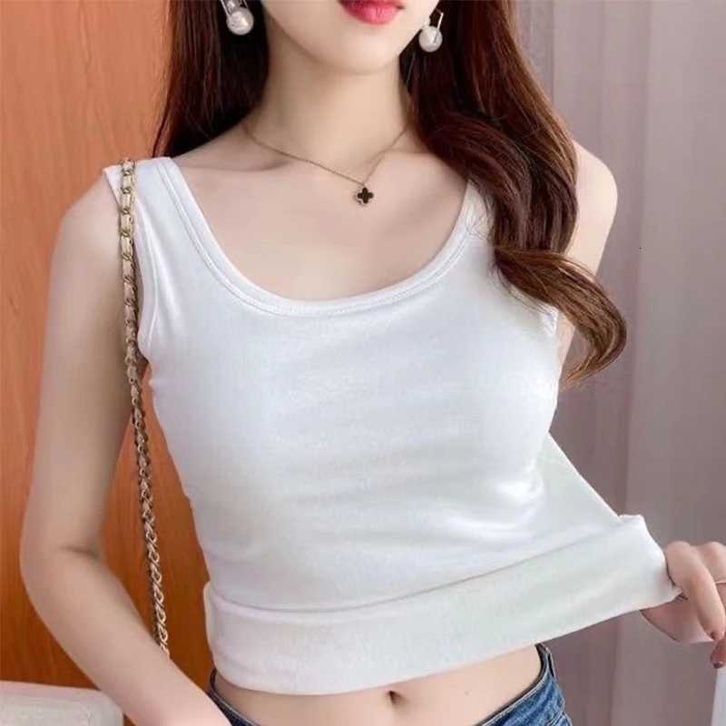 1pcs Womens Winter Thermal Underwears Top Lady Seamless Plus Velvet Sleeveless Vests Warm Female Undershirt Solid Sexy Lingeries T251018