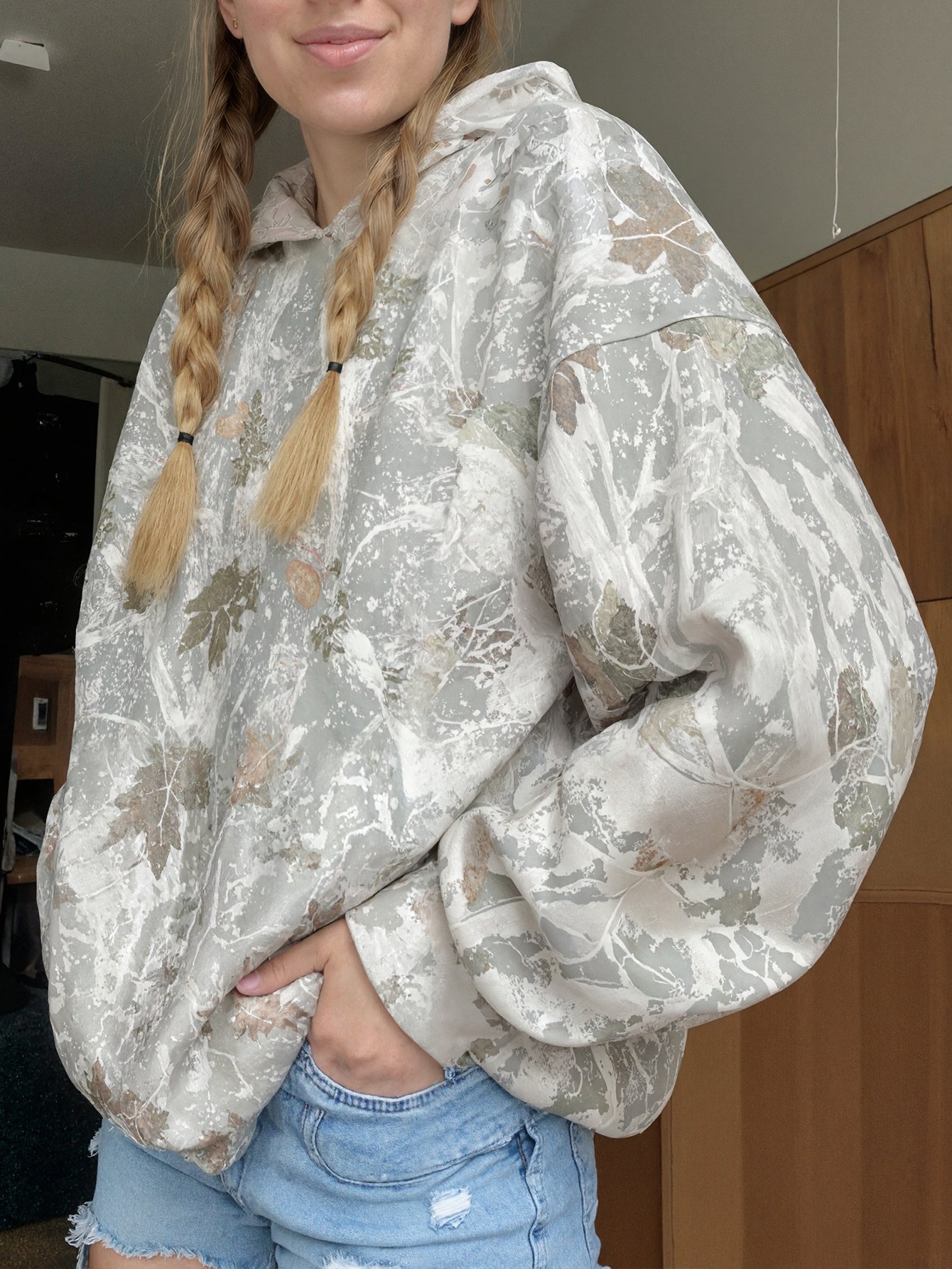 Women's Autumn Winter Leaf Print Hoodie - Casual Fashion Versatile Pullover Sweatshirt-CF55210