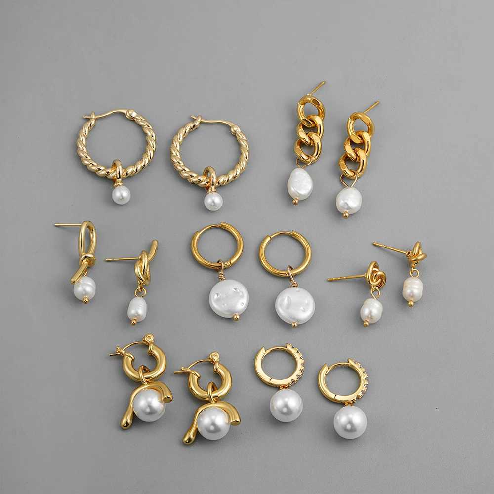 Exquisite round pearl pendant womens earrings stainless steel earrings statement jewelry gift Y251018