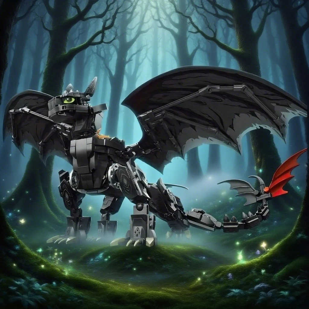 1026pcs Night Shadow Dragon Fantasy Building Bricks Creative Anime Brick Set DIY Model Kit for Adults Kids Boys Birthday Gifts T251018 - view 3