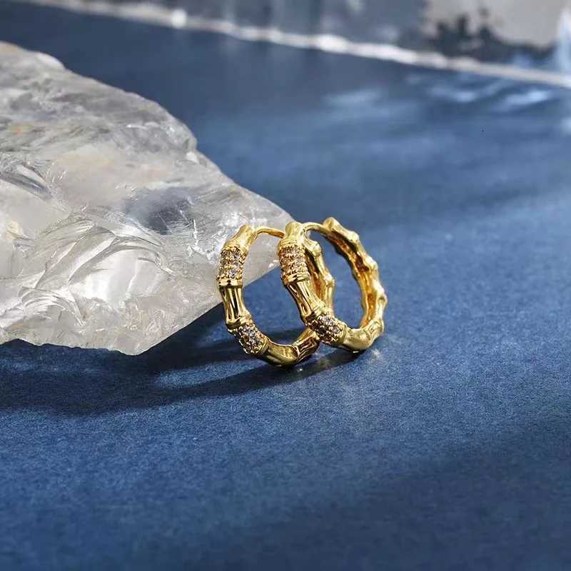 Luxury 24K 9999 Pure Gold real gold Bamboo Earrings Wens Simple Elegant Design Ear Buckle X251018