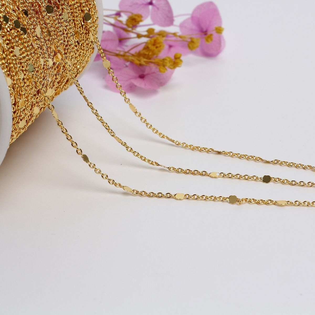 Sparkling O-shaped chain 18k wrapped in gold and color preserving copper chain, handmade semi-finished bracelet, necklace, chain jewelry material