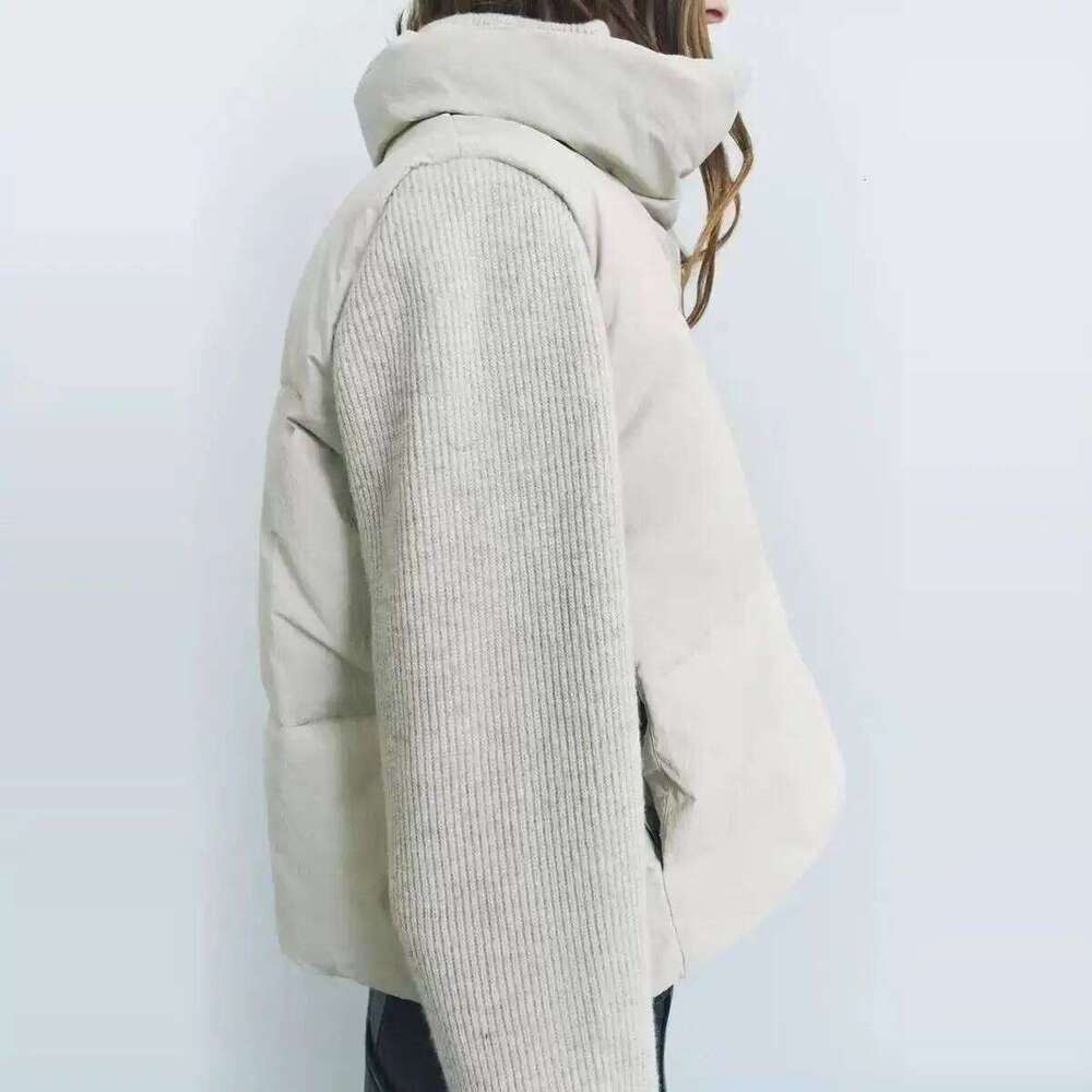 hoodie new product women's fashionable knitted patchwork stand-up collar long-sleeved cotton warm jacket coat jacket