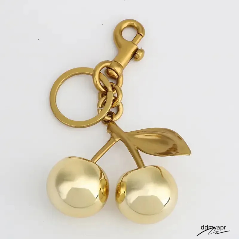 Golden Cherry Keychain For Women And ddmyApr Men, Fashionable Glitter Keyring Fruit Pendant Bag Accessory