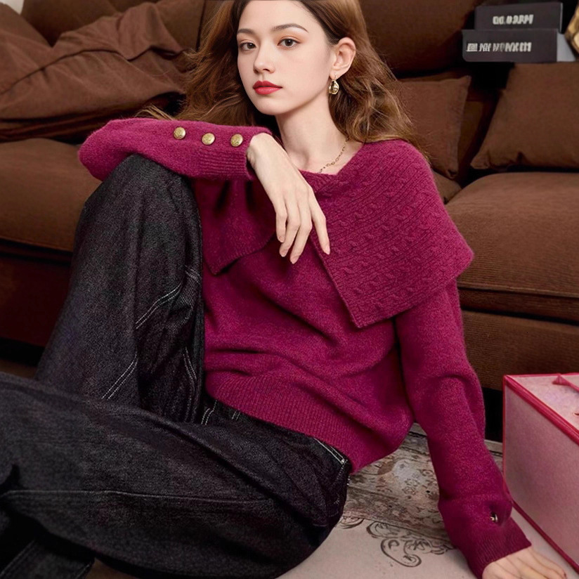 2025 Autumn/Winter New Top Luxury Korean Hoodie Designer design Jacket Sweater Women's Fashion High end Leisure Loose Soft Big Neck Knitted Jacke