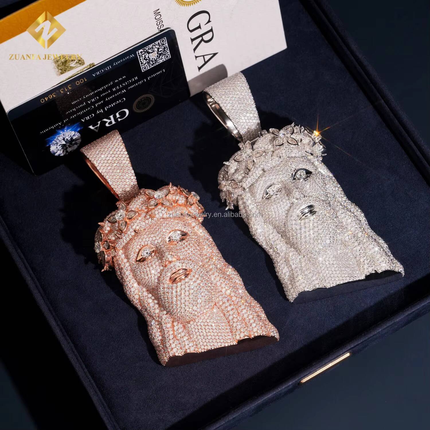 Pass Diamond Tester Hot Selling Religious Jewelry GRA Certificate Iced Out Hip Hop 925 Silver Moissanite Diamond Jesus Pendant