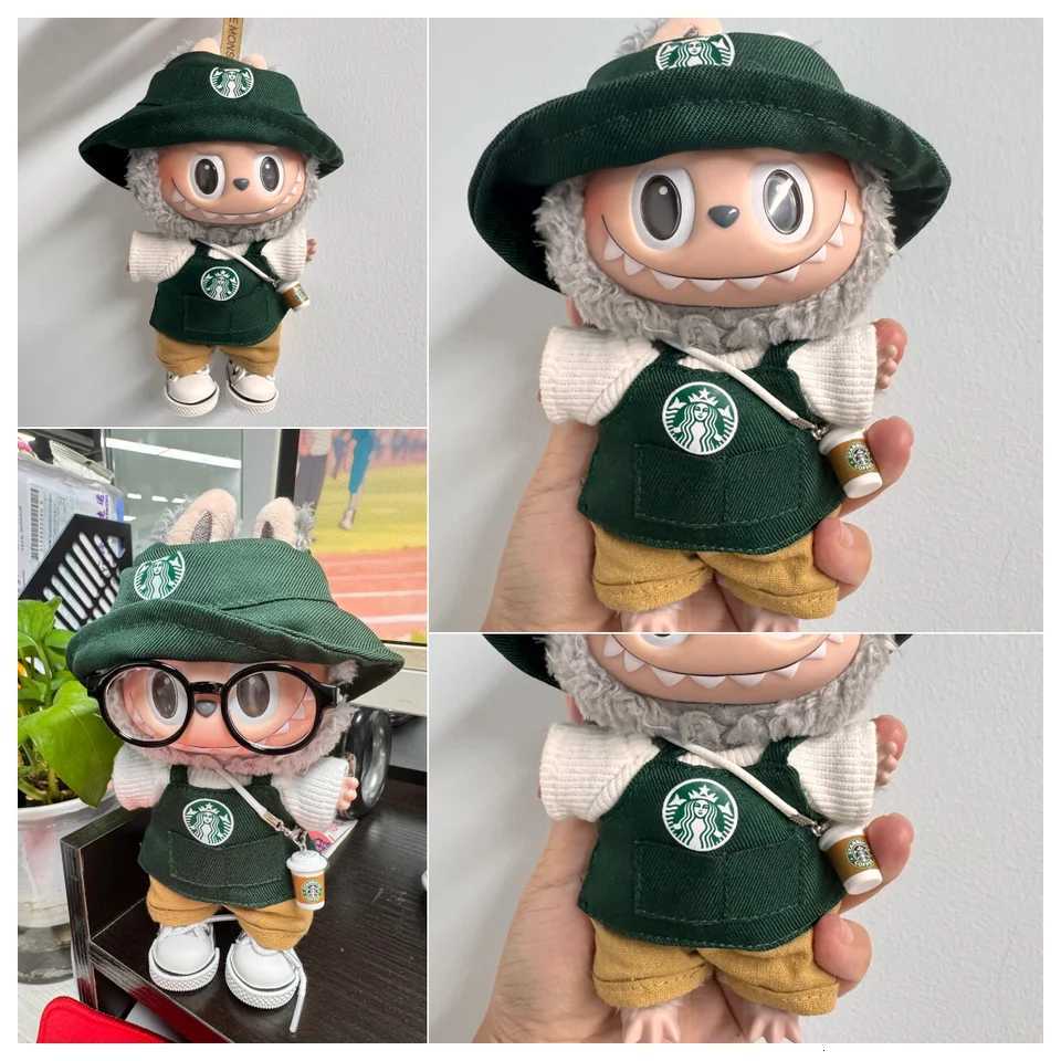 For Labubu Clothes Vinyl Blind Box Doll Clothes 15cm17cm BJD Working Coffee Suit Replacement Accessory for Cute DollsT251018