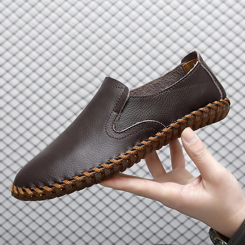 Casual Leather Shoes For Men British Style Mens Good Quality Casual Leather Business Shoes Slip On Loafers Large Size 47 251013