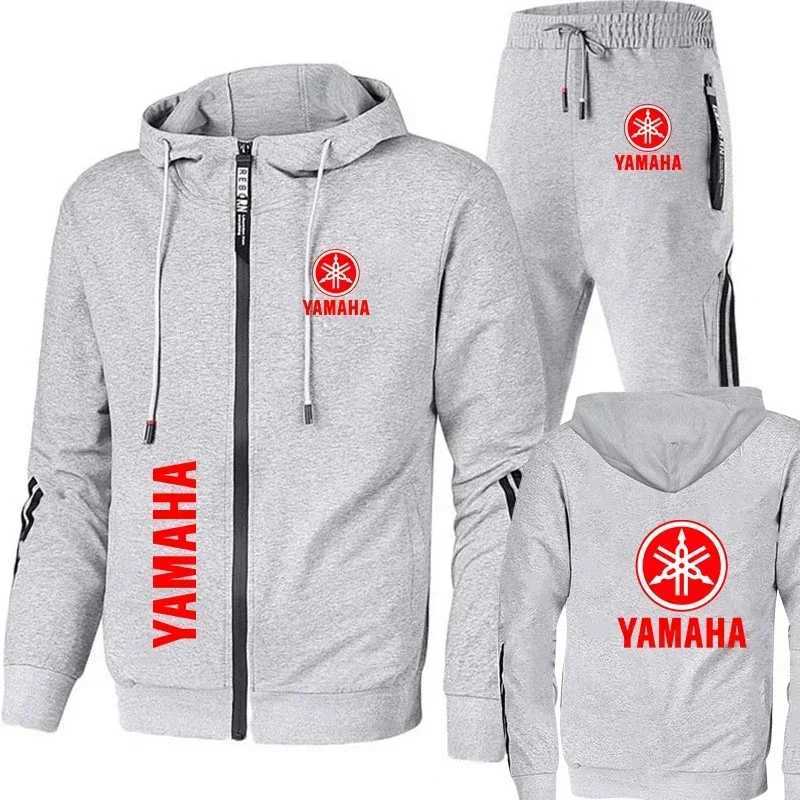 Yamaha Mens Motorcycle Racing Tracksuit Sportswear Suit with Print Zip Sweatshirt And Pant Bike Jacket for Men W251018