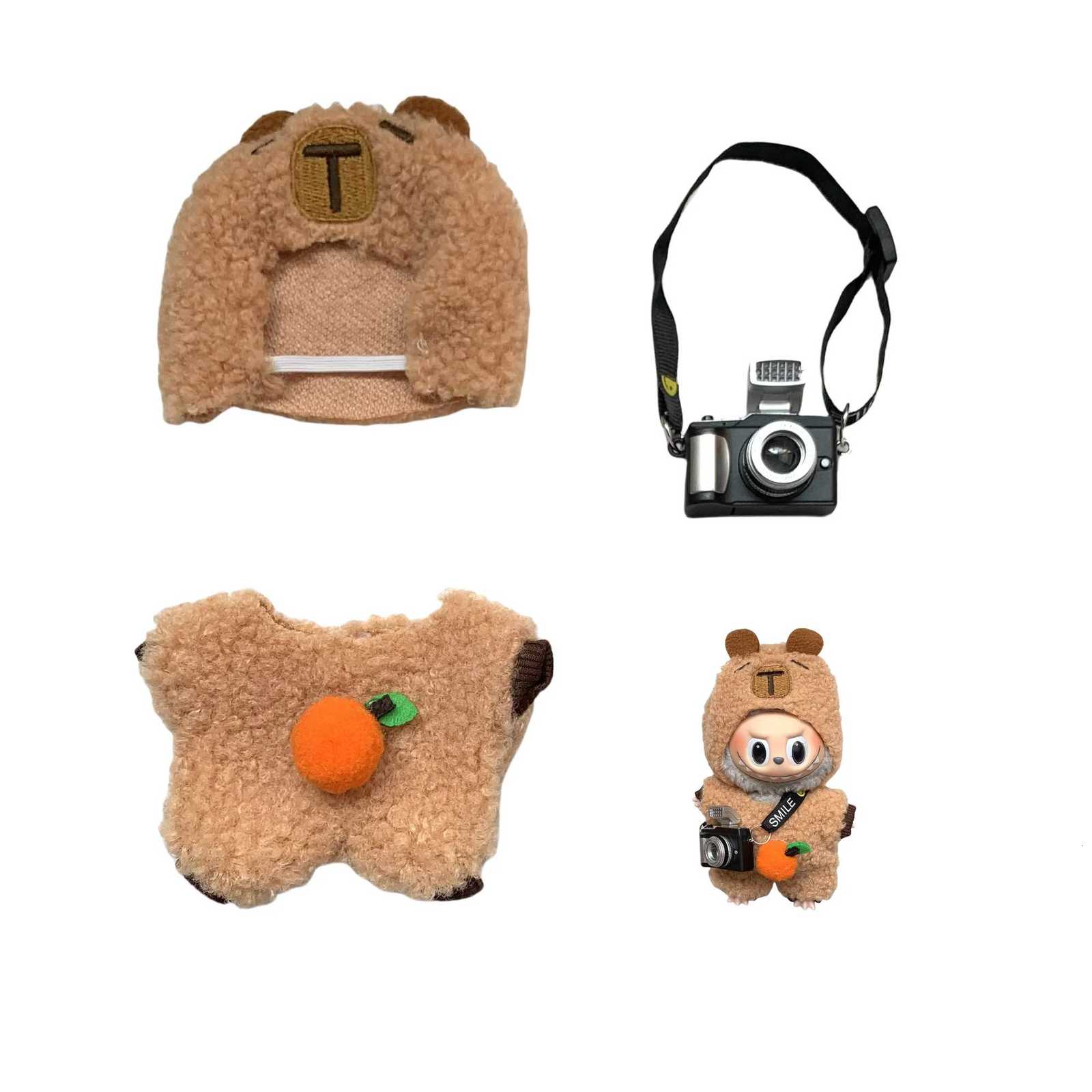 Clothes for Labubu 1517cm Plush doll clothing set lbb hair band tshirt trousers 15cm cotton doll bag dress accessoriesT251018