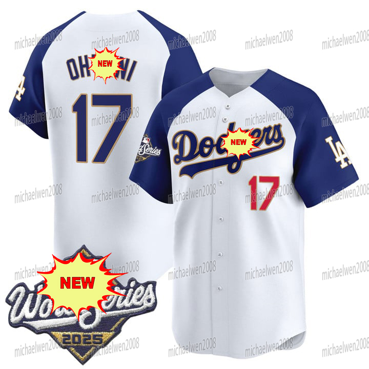 Dodgers 2025 World Series Gold Trim Jersey Shohei Ohtani Enrique Hernandez Freddie Freeman Mookie Betts Will Smith Yoshinobu Yamamoto Roki Sasaki Cust