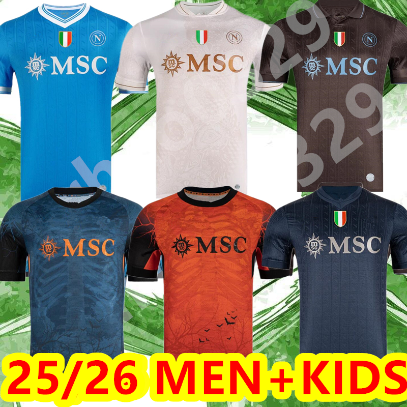 3XL 4XL 24 25 26 NAPOLI soccer jerseys HALLOWEEN Maglia Naples 2025 2026 ZIELINSKI ANGUISSA OLIVERA McTOMINAY KIDS FOOTBALL SHIRT OSIMHEN Napoli Maillots de foot 666