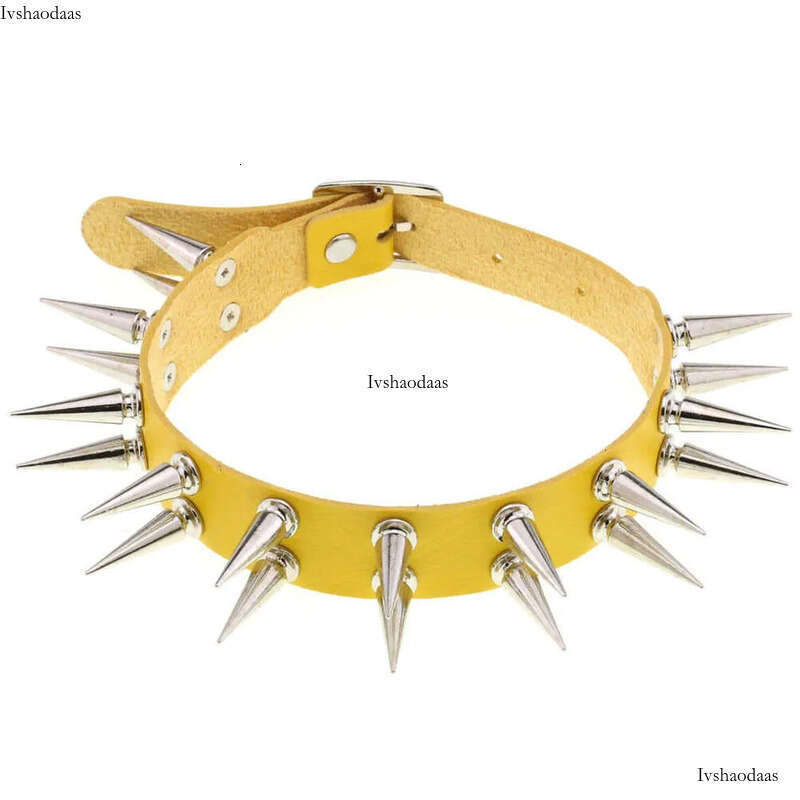 Fashion Hip Hop Style Nightclub Leather Creative Designer Necklace Double Row Rivet Neck Collar Chain