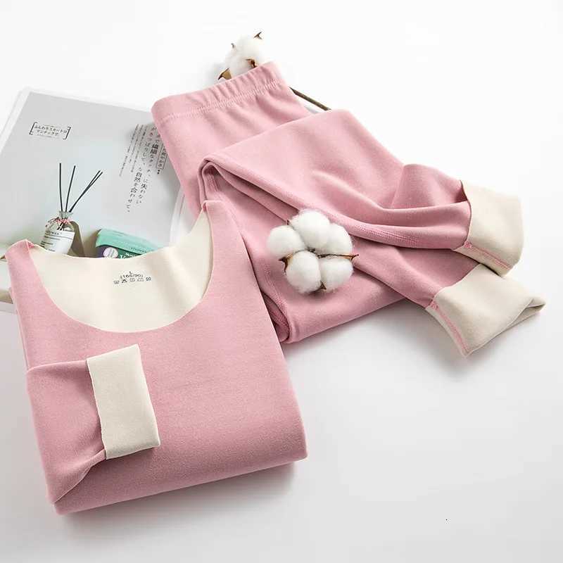 1Set Winter Women Thermal Underwear Lady Long Sleeve Bottoming Tops Set Seamless Warm Lingerie Female Doublesided Sleepwear Set T251018